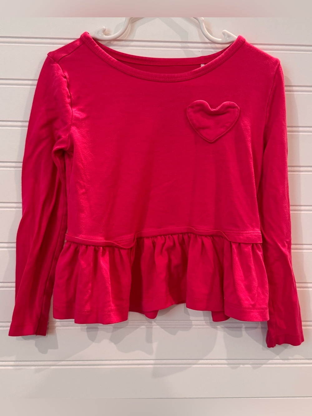 Little Sleepies Hot Pink Heart Appliqué Peplum Top Girls Size 5